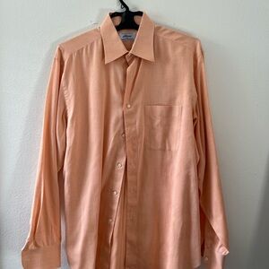 Brioni Peach Long-Sleeve Dress Shirt